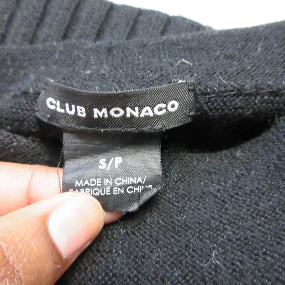 Club Monaco Merino Wool Crewneck Sweater Women S Black Pullover Knit Luxury 248 - Picture 2 of 9
